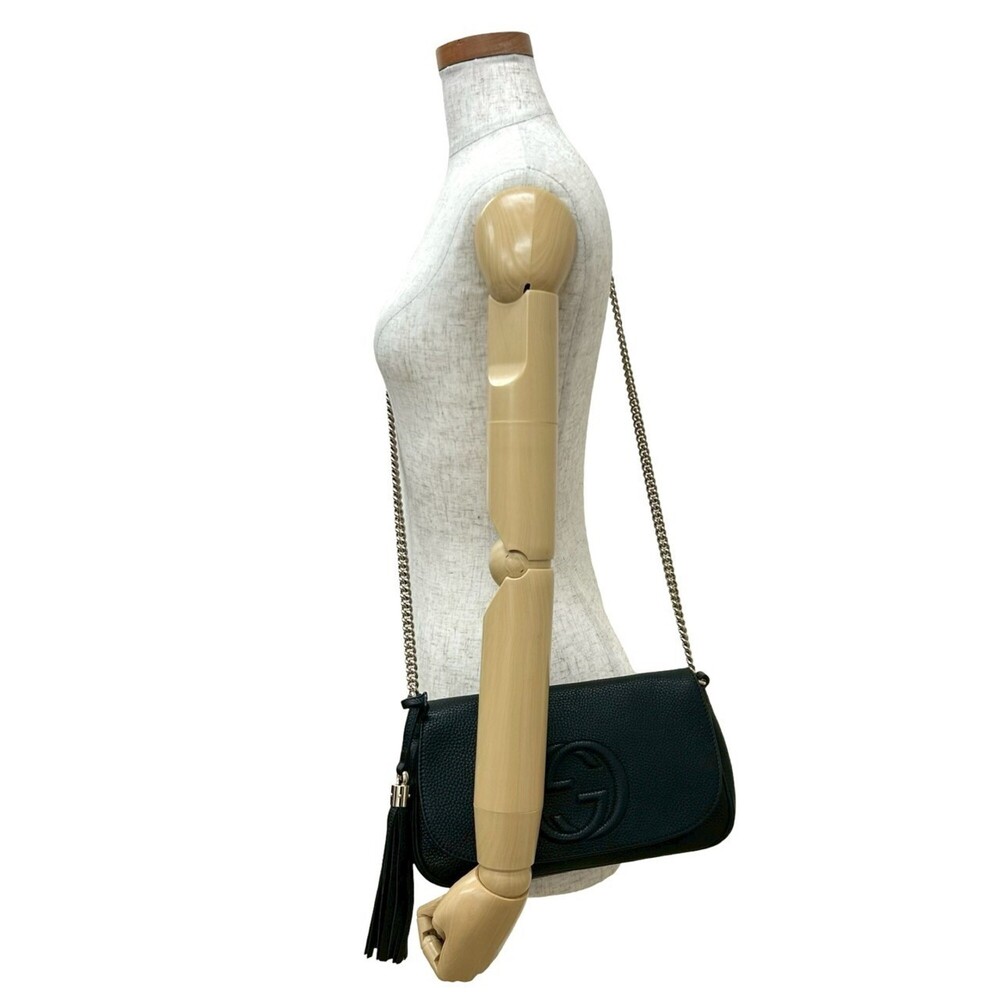 GUCCI Authentic Black Leather Shoulder Bag - Picture 2 of 10